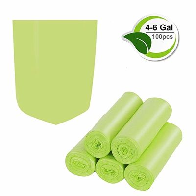 100 % Small Compostable Trash Bags , Flat Bin Liner Bags 0.01 - 0.08 Mm Thickness