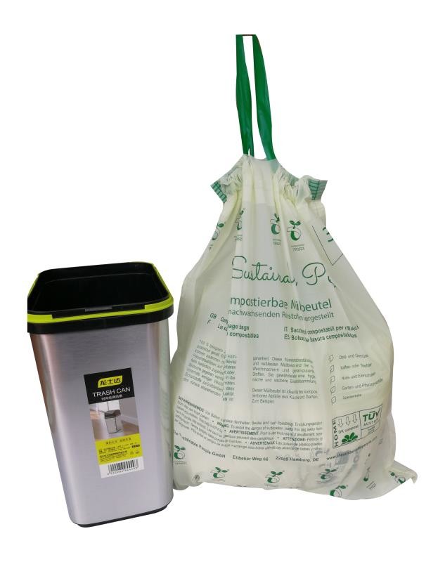 Corn Starch Based Drawstring Fully Compostable Trash Bags