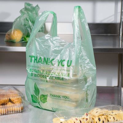 EN13432 Compostable Vegetable Bags , Compostable T Shirt Bags OEM Service