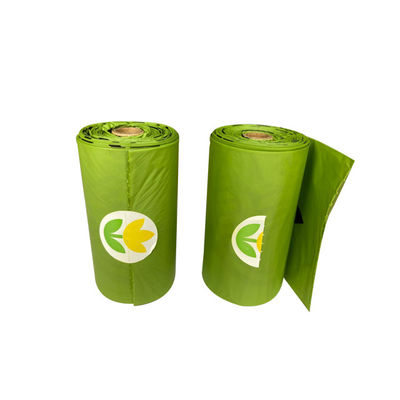 green Biodegradable Dustbin Bags Waterproof Compostable Garbage Bags 15mic