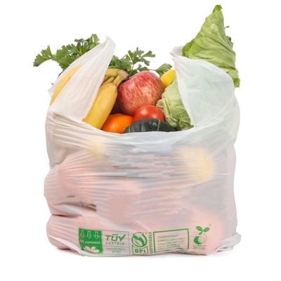 Eco Friendly PLA 100% Biodegradable Plastic Shopping Bags T Shirt On Roll
